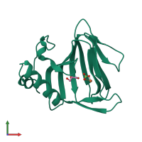 PDB entry 4p9g coloured by chain, front view.
