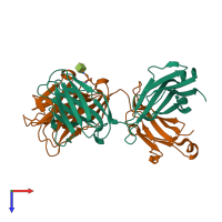 PDB entry 4p9m coloured by chain, top view.