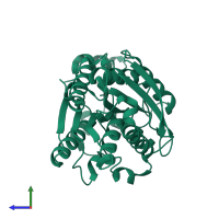 PDB entry 4p9n coloured by chain, side view.