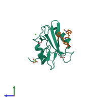 PDB entry 4p9z coloured by chain, side view.