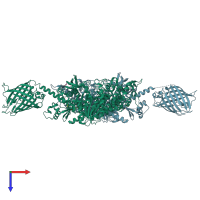 PDB entry 4pa0 coloured by chain, top view.