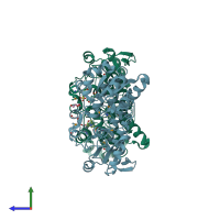PDB entry 4pag coloured by chain, side view.