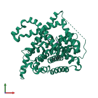 PDB entry 4pb1 coloured by chain, front view.