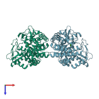PDB entry 4pbg coloured by chain, top view.