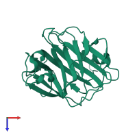 PDB entry 4pbo coloured by chain, top view.