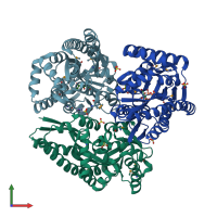 PDB entry 4pbq coloured by chain, front view.