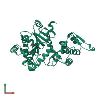 PDB entry 4pbs coloured by chain, front view.