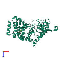 PDB entry 4pbs coloured by chain, top view.