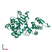 PDB entry 4pbt coloured by chain, front view.