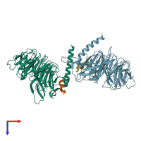 PDB entry 4pby coloured by chain, top view.