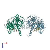 PDB entry 4pc0 coloured by chain, top view.