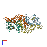 PDB entry 4pc2 coloured by chain, top view.