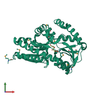 PDB 4pcd coloured by chain and viewed from the front.
