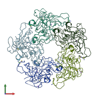 PDB entry 4pcg coloured by chain, front view.