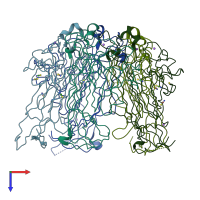 PDB entry 4pcg coloured by chain, top view.