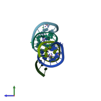 PDB entry 4pco coloured by chain, side view.