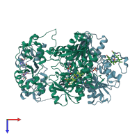 PDB entry 4pcu coloured by chain, top view.