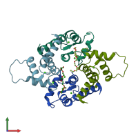 PDB entry 4pcw coloured by chain, front view.