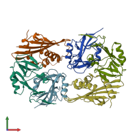 PDB entry 4pdc coloured by chain, front view.
