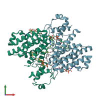 PDB entry 4pdk coloured by chain, front view.