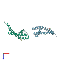 PDB entry 4pdm coloured by chain, top view.