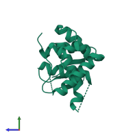 PDB entry 4pdn coloured by chain, side view.