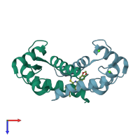 PDB entry 4pdz coloured by chain, top view.