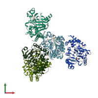 PDB entry 4peg coloured by chain, front view.