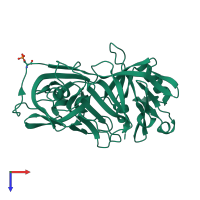 PDB entry 4pep coloured by chain, top view.
