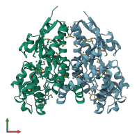 PDB entry 4pet coloured by chain, front view.