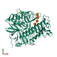 PDB entry 4pez coloured by chain, front view.