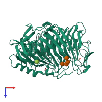 PDB entry 4pez coloured by chain, top view.