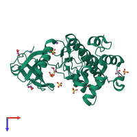 PDB entry 4pf4 coloured by chain, top view.