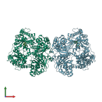 PDB entry 4pf9 coloured by chain, front view.