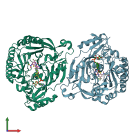 PDB entry 4pfa coloured by chain, front view.