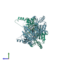 PDB entry 4pfa coloured by chain, side view.