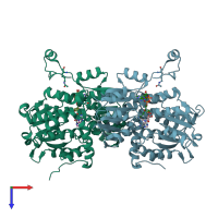 PDB entry 4pfj coloured by chain, top view.