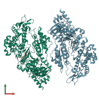 PDB entry 4pfp coloured by chain, front view.