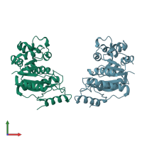 PDB entry 4pfs coloured by chain, front view.