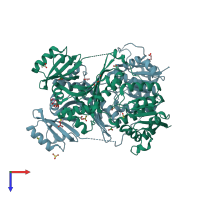 PDB entry 4pg5 coloured by chain, top view.