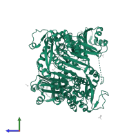 Homoserine dehydrogenase in PDB entry 4pg8, assembly 1, side view.