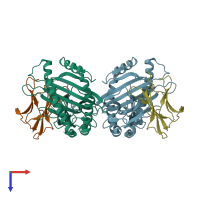 PDB entry 4pgb coloured by chain, top view.