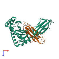 PDB entry 4pgd coloured by chain, top view.