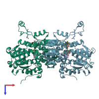 PDB entry 4pgf coloured by chain, top view.