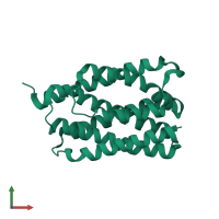 PDB entry 4pgr coloured by chain, front view.