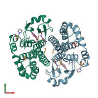 PDB entry 4pgt coloured by chain, front view.