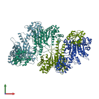 PDB entry 4phc coloured by chain, front view.