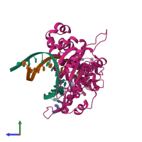 PDB entry 4php coloured by chain, side view.