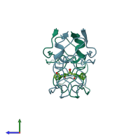 PDB entry 4phv coloured by chain, side view.