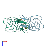 PDB entry 4phv coloured by chain, top view.